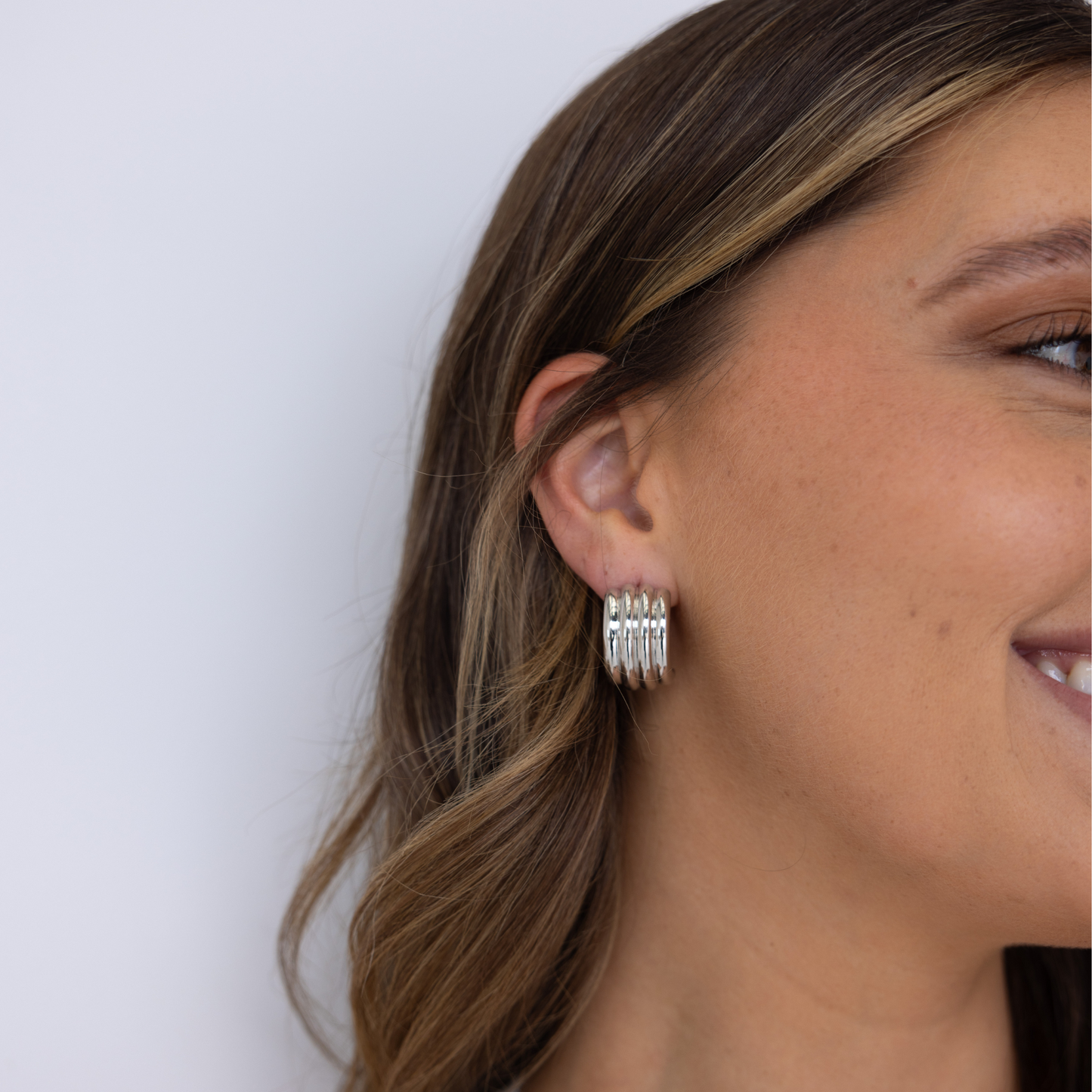 Silver Chunky Earring Womens