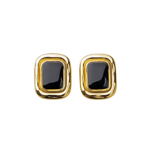 Black Pendant Gold Earring